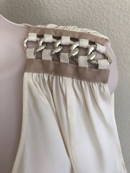 Parker SMALL Ivory Silk Top Chain Shoulders