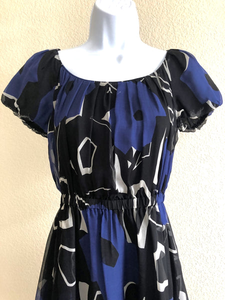 Theory Size XS Blue and Black Silk Dress