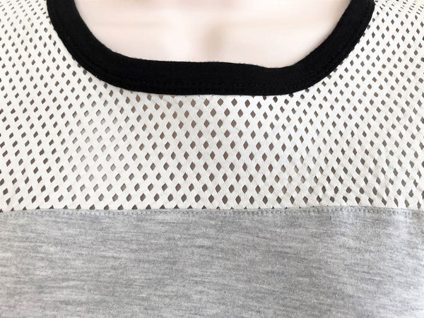 Aiko Size Medium Gray Mesh Top Tee