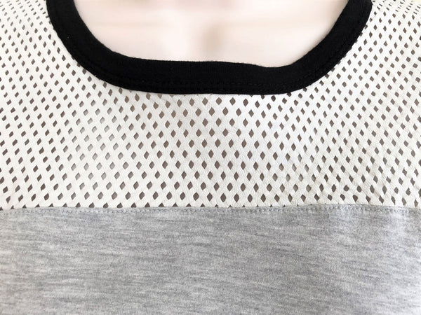 Aiko Size Medium Gray Mesh Top Tee