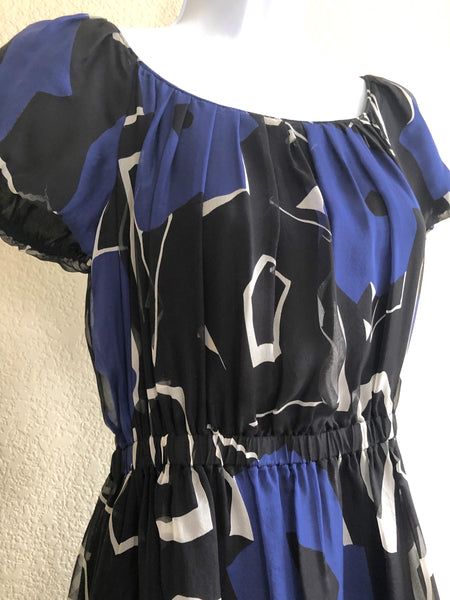 Theory Size XS Blue and Black Silk Dress