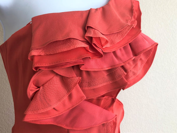 BCBGMaxazria Size 0 Jonesy - NEW - Coral One Shoulder Dress