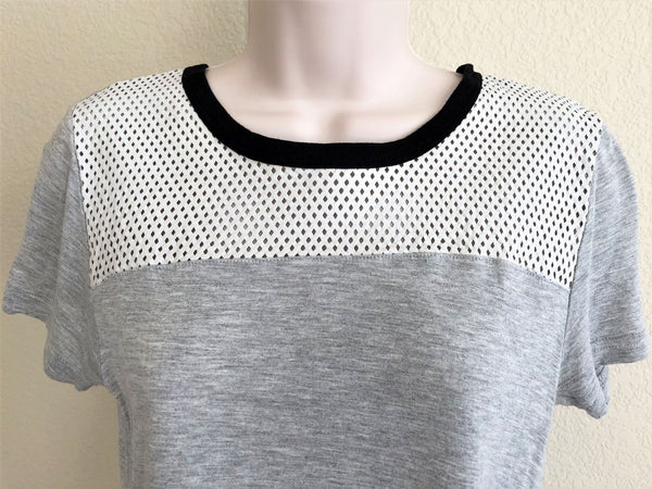 Aiko Size Medium Gray Mesh Top Tee