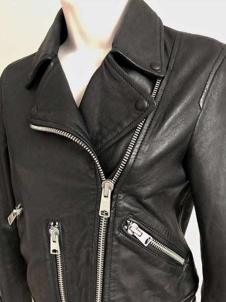 AllSaints Size 0 Balfern Black Leather Jacket