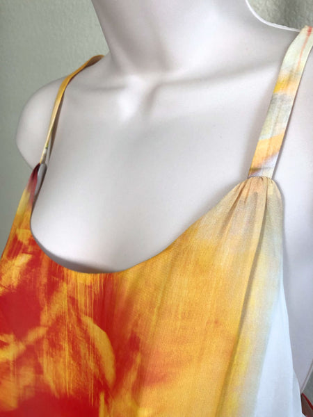 Alice + Olivia SMALL Loma Orange Watercolor Tank Top