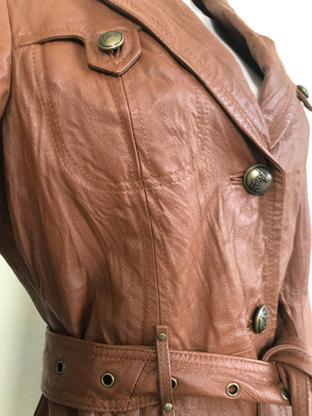 Black Rivet SMALL Brown Leather Jacket Belt Damaged - CLEARANCE