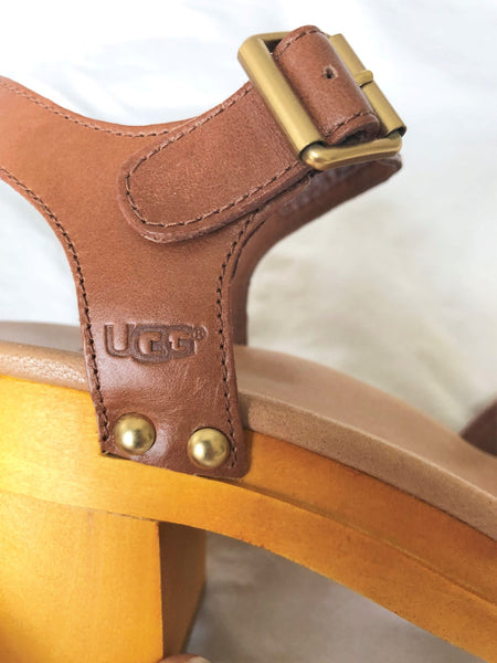 UGG Size 6 Janie Caramel Leather Sandals - NWOT