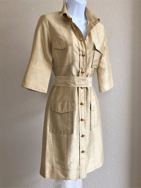 Pink Tartan Size 0 Gold Silk Snap Dress