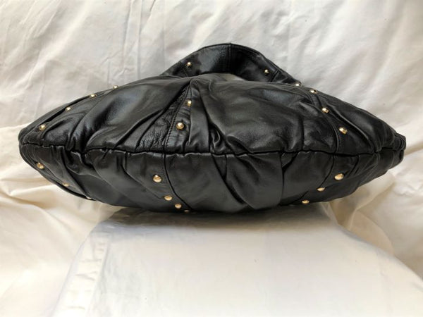 Goldenbleu Black Leather Studded Hobo