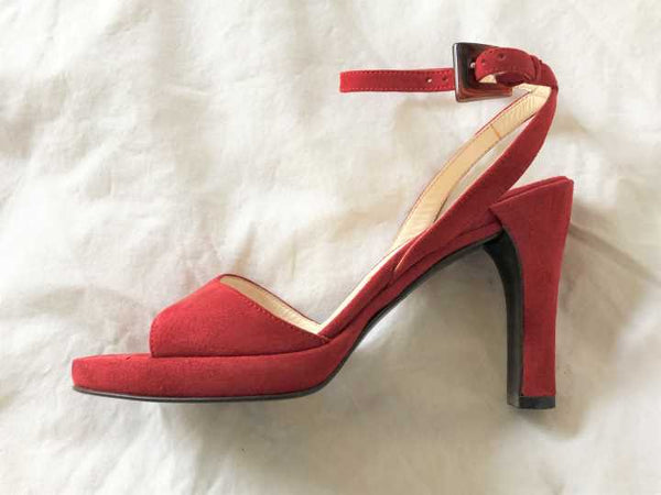 PRADA Authentic Size 6 Red Suede Sandals