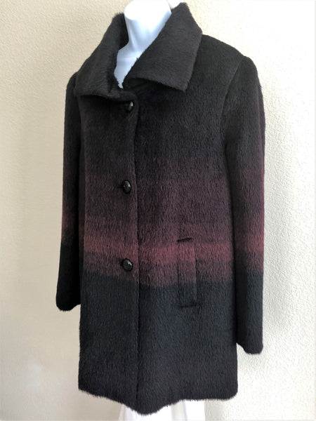 Katherine Kelly Size 12 Luxury Black and Red Ombre Alpaca Coat