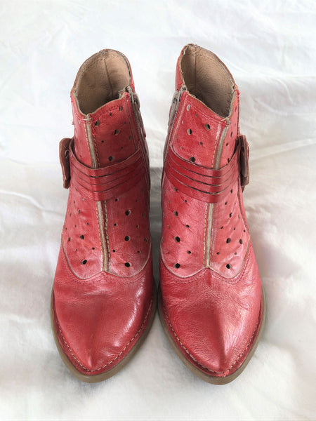 Khris Size 5.5 Red Leather Bootie - CLEARANCE