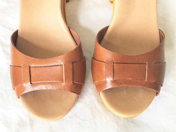 UGG Size 6 Janie Caramel Leather Sandals