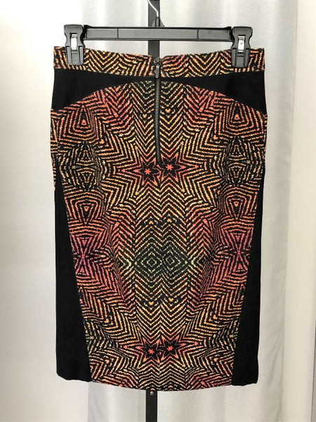 Nicole Miller Artelier Size 2 Black & Orange Pencil Skirt