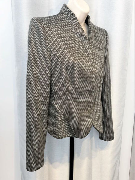 Giorgio Armani Size 6 Gray Wool Cashmere Chevron Blazer
