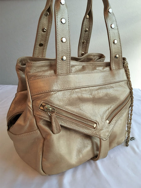 Botkier Gold Leather Trigger Shoulder Bag