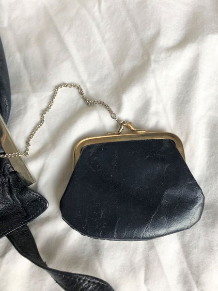 Nieri Argenti Vintage Italian Navy Leather Bag