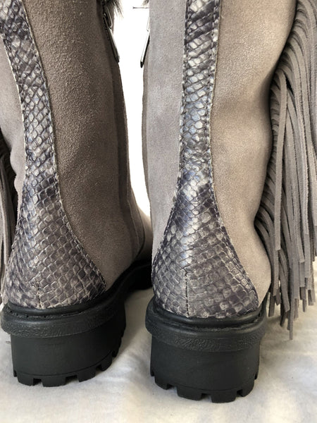 Sam Edelman Size 6 Tilden - NEW - Gray Suede Fringed Boots