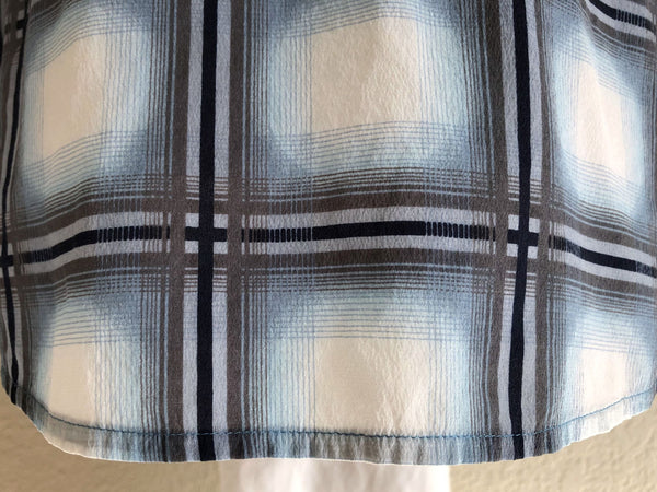 BCBGMaxazria Size XS Blue Silk Plaid Top