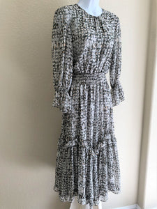 MISA SMALL Gray Floral Ruffle Dress