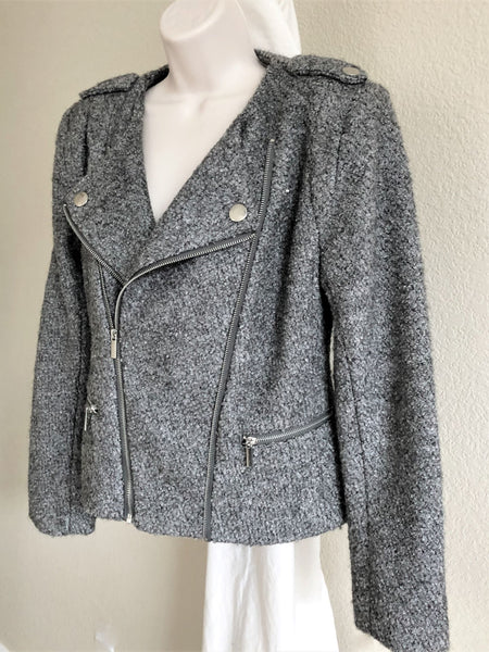 Luii Size Medium Gray Boucle Moto Blazer