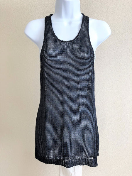 VINCE MEDIUM Navy Mesh Tank Top