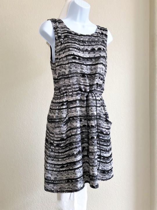 Gryphon Medium Gray Beaded Linen Silk Dress - CLEARANCE