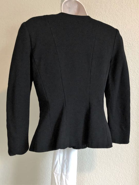 Armani Collezioni Size 10 Black Ruffle Blazer