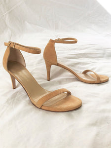 Stuart Weitzman Size 9.5 Nude Leather Strappy Sandals - CLEARANCE
