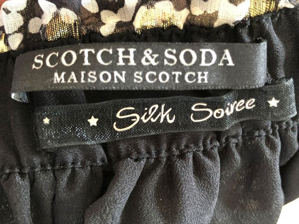 Scotch & Soda MEDIUM Black and Gold Silk Skirt