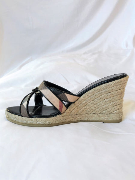 BURBERRY Authentic Size 5.5 - 6 Nova Check Wedge Sandals