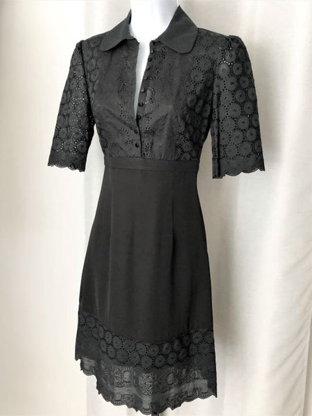 Catherine Malandrino Size 0 Black Eyelet Lace Dress