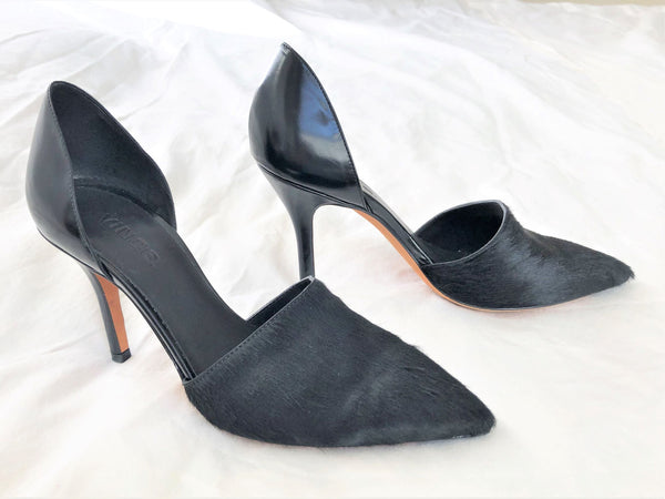 VINCE Size 6 Claire Black Calf Hair Pumps