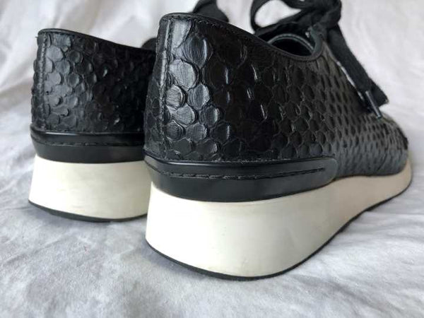 VINCE Size 6.5 Rayner Black Snakeskin Sneakers