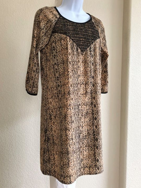 Maison Scotch Size Small Tan Tribal Dress