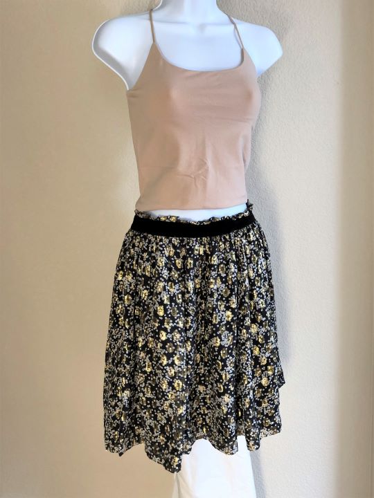 Scotch & Soda MEDIUM Black and Gold Silk Skirt