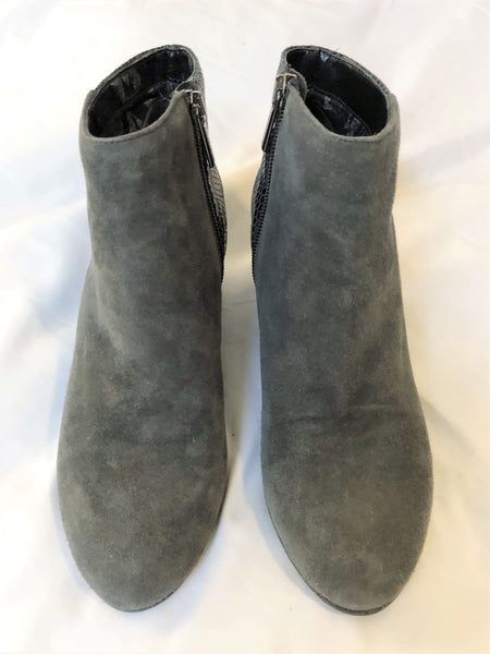 Aquatalia Size 6.5 Gray Leather Wedge Boots