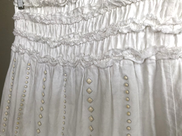 Paola Frani Size 6 White Ruffle Skirt