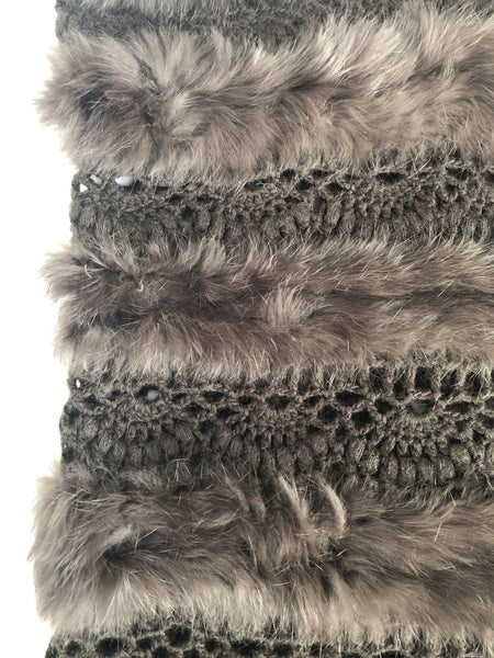 Donna Vinci Vintage Knit and Rabbit Fur Shawl