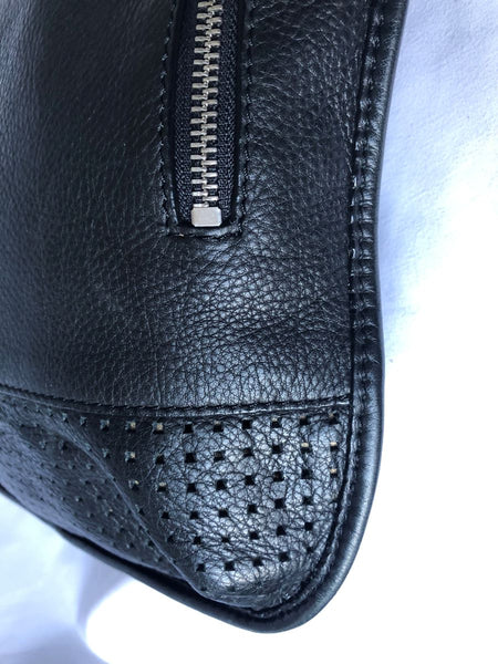 B Makowsky Black Leather Hobo Tote