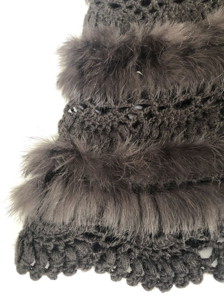 Donna Vinci Vintage Knit and Rabbit Fur Shawl