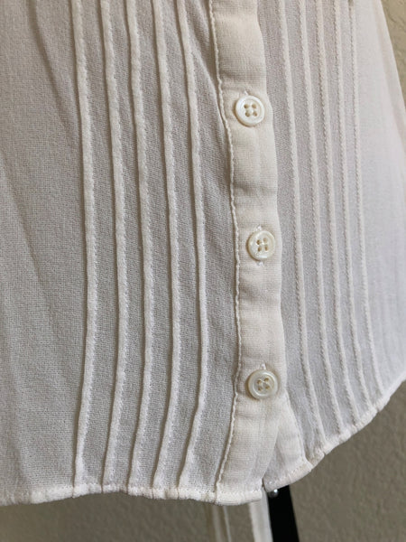 Pink Tartan MEDIUM White Silk Chiffon Top - CLEARANCE
