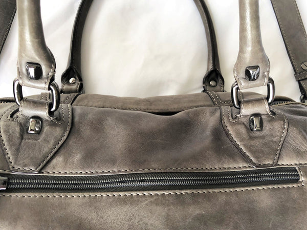 Dissona Italian Designer Gray Leather Bag