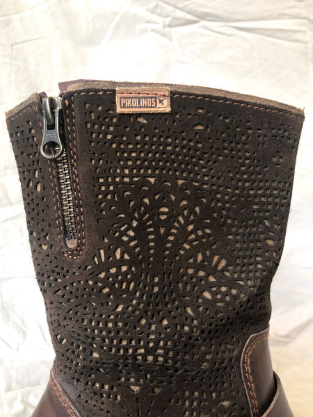 Pikolinos Size 6 Monza Brown Laser Cut Moto Boots