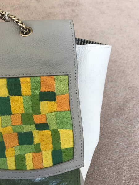 Lidia May Color Block Leather Cross Body Bag - RARE!