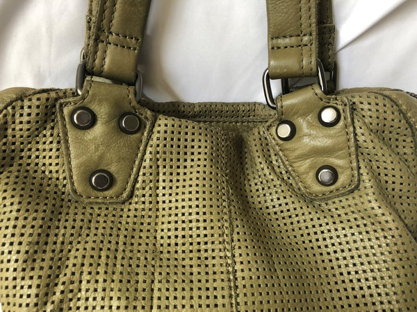 Linea Pelle Green Leather Tote Bag