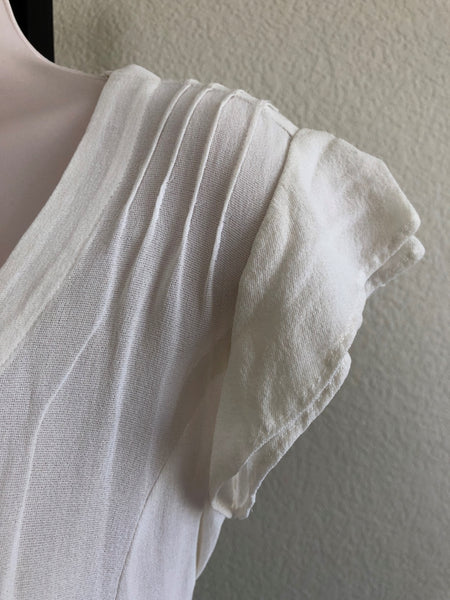 Pink Tartan MEDIUM White Silk Chiffon Top - CLEARANCE