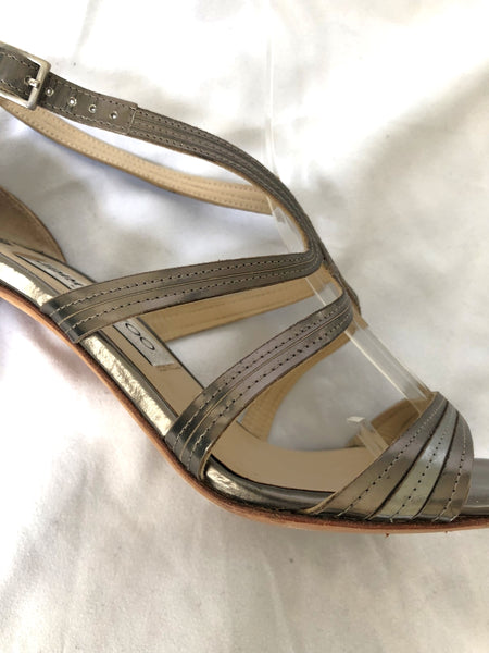 Jimmy Choo Size 7.5 Champagne Leather Heels