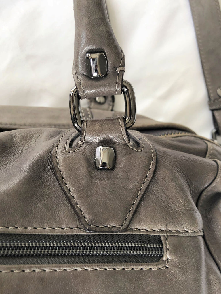 Dissona Italian Designer Gray Leather Bag