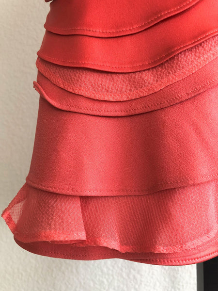 BCBGMaxazria Size 0 Jonesy - NEW - Coral One Shoulder Dress